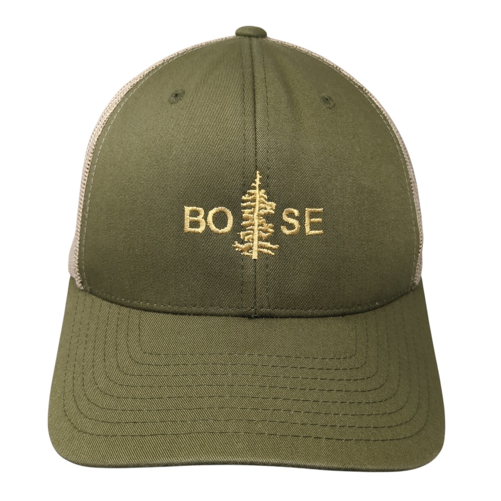 Boise Snapback Trucker Hat Green Os Adjustable Embroidered Mesh Back Yupoong
